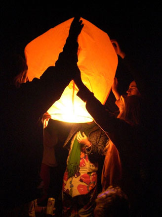 Chinese lanterns, St Ives Farm campsite