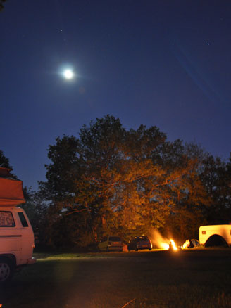 moon over campsite
